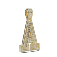 3D Two-Tone Emerald Cut Diamond Initial Pendant