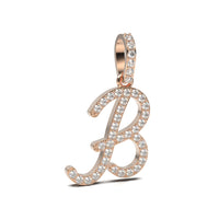 Single Row Diamond Cursive Initial Pendant