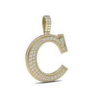 3D Two-Tone Round Diamond Initial Pendants