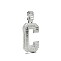 3D Two-Tone Emerald Cut Diamond Initial Pendant