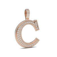 3D Two-Tone Round Diamond Initial Pendants