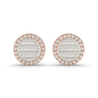Baguette Round Earrings with side diamonds