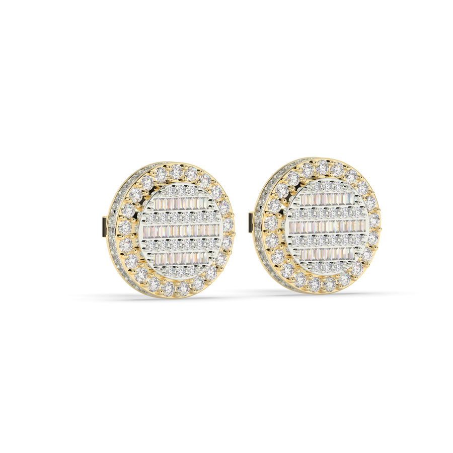 Baguette Round Earrings with side diamonds