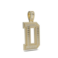 3D Two-Tone Emerald Cut Diamond Initial Pendant