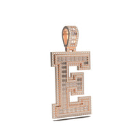 3D Two-Tone Emerald Cut Diamond Initial Pendant