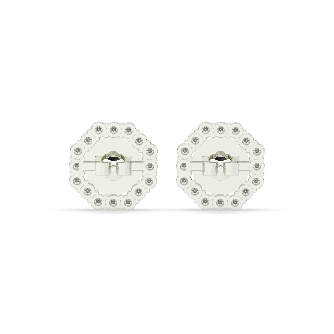 Round Diamond with Octagon Halo Earrings