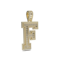 3D Two-Tone Emerald Cut Diamond Initial Pendant