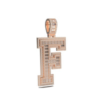 3D Two-Tone Emerald Cut Diamond Initial Pendant