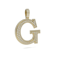 3D Two-Tone Round Diamond Initial Pendants