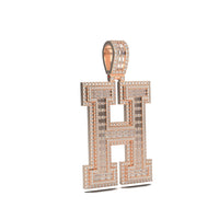 3D Two-Tone Emerald Cut Diamond Initial Pendant