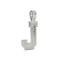 3D Two-Tone Emerald Cut Diamond Initial Pendant