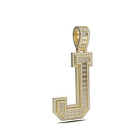 3D Two-Tone Emerald Cut Diamond Initial Pendant