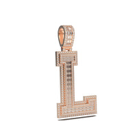 3D Two-Tone Emerald Cut Diamond Initial Pendant