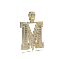 3D Two-Tone Emerald Cut Diamond Initial Pendant