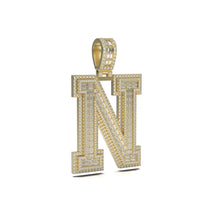 3D Two-Tone Emerald Cut Diamond Initial Pendant