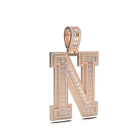 3D Two-Tone Emerald Cut Diamond Initial Pendant