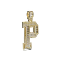 3D Two-Tone Emerald Cut Diamond Initial Pendant