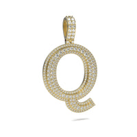 3D Two-Tone Round Diamond Initial Pendants