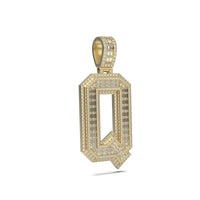 3D Two-Tone Emerald Cut Diamond Initial Pendant