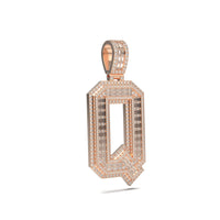 3D Two-Tone Emerald Cut Diamond Initial Pendant