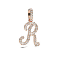 Single Row Diamond Cursive Initial Pendant