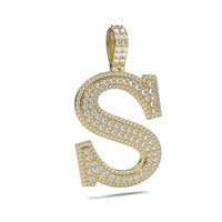 3D Two-Tone Round Diamond Initial Pendants