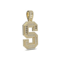 3D Two-Tone Emerald Cut Diamond Initial Pendant