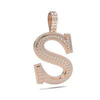 3D Two-Tone Round Diamond Initial Pendants