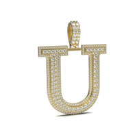 3D Two-Tone Round Diamond Initial Pendants