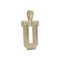 3D Two-Tone Emerald Cut Diamond Initial Pendant