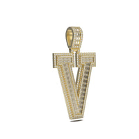 3D Two-Tone Emerald Cut Diamond Initial Pendant