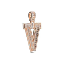 3D Two-Tone Emerald Cut Diamond Initial Pendant