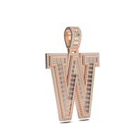 3D Two-Tone Emerald Cut Diamond Initial Pendant