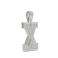 3D Two-Tone Emerald Cut Diamond Initial Pendant