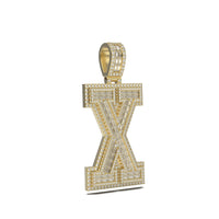 3D Two-Tone Emerald Cut Diamond Initial Pendant