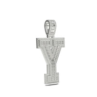 3D Two-Tone Emerald Cut Diamond Initial Pendant