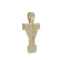 3D Two-Tone Emerald Cut Diamond Initial Pendant