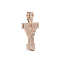 3D Two-Tone Emerald Cut Diamond Initial Pendant