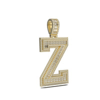 3D Two-Tone Emerald Cut Diamond Initial Pendant