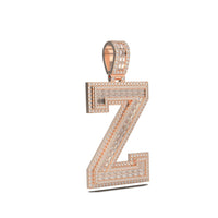 3D Two-Tone Emerald Cut Diamond Initial Pendant