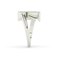 Side View of a Diamond Initial Right - White Gold