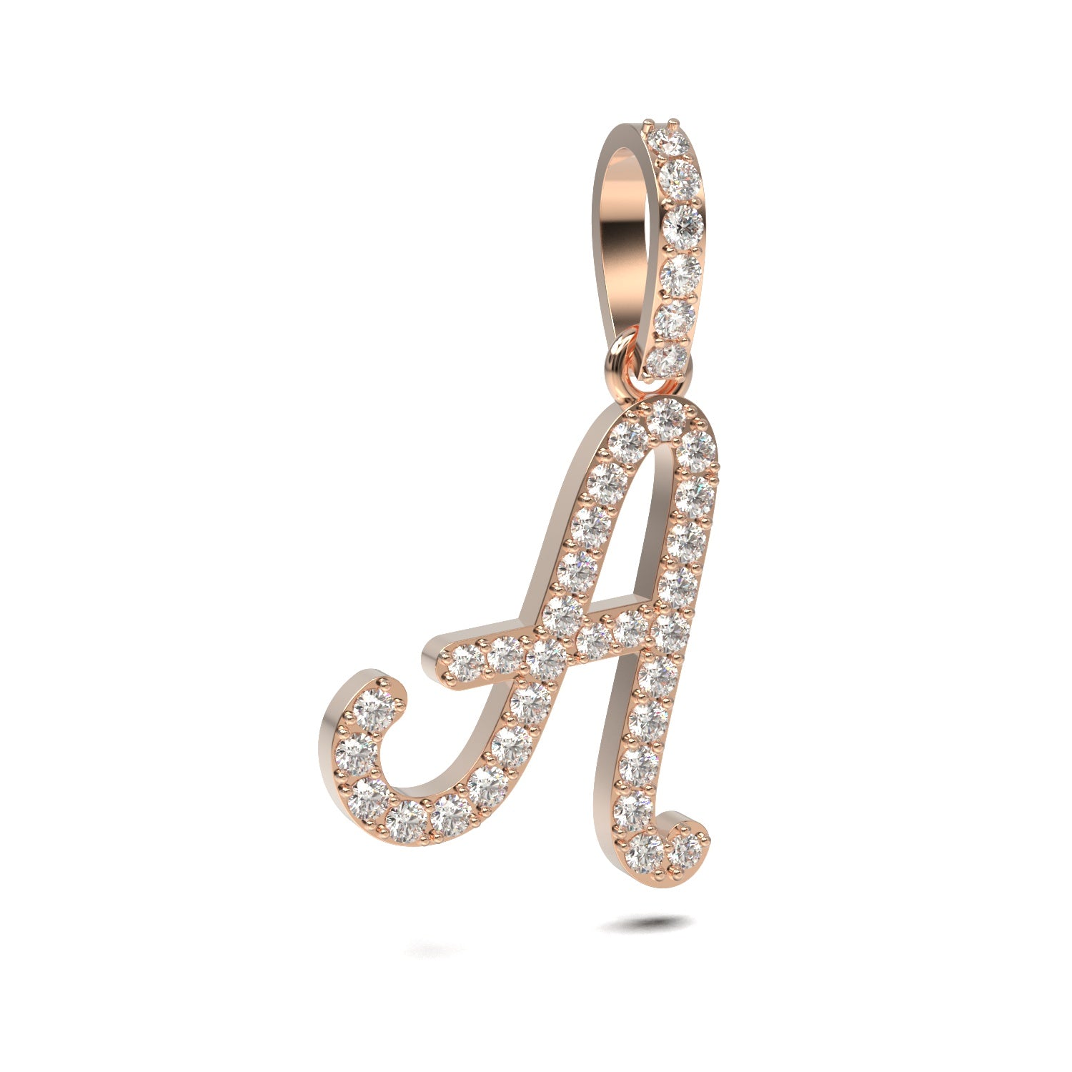 Single Row Diamond Cursive Initial Pendant – Gold Diamond & Co.