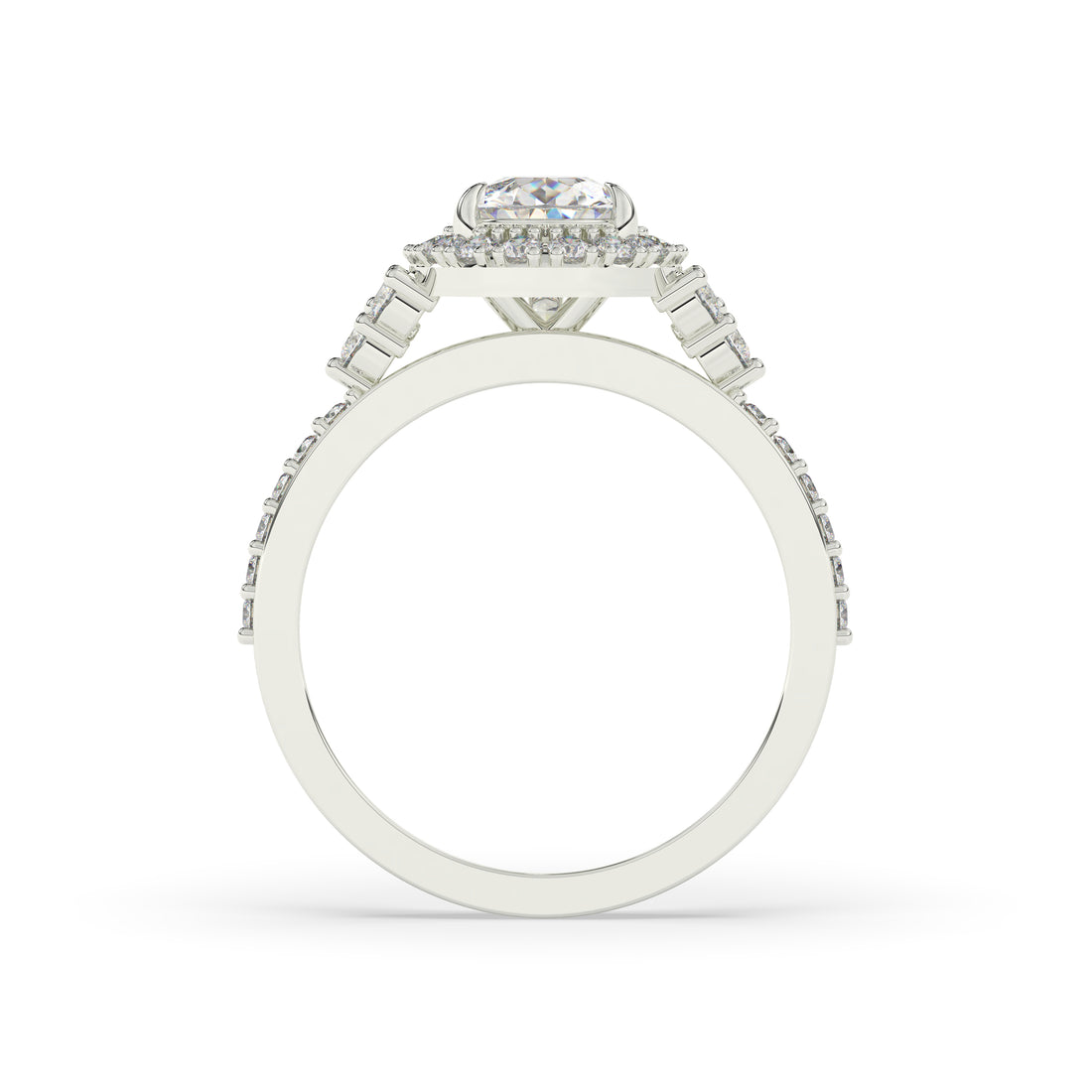 Diamond Pear Halo Tri-Sides Engagement Ring