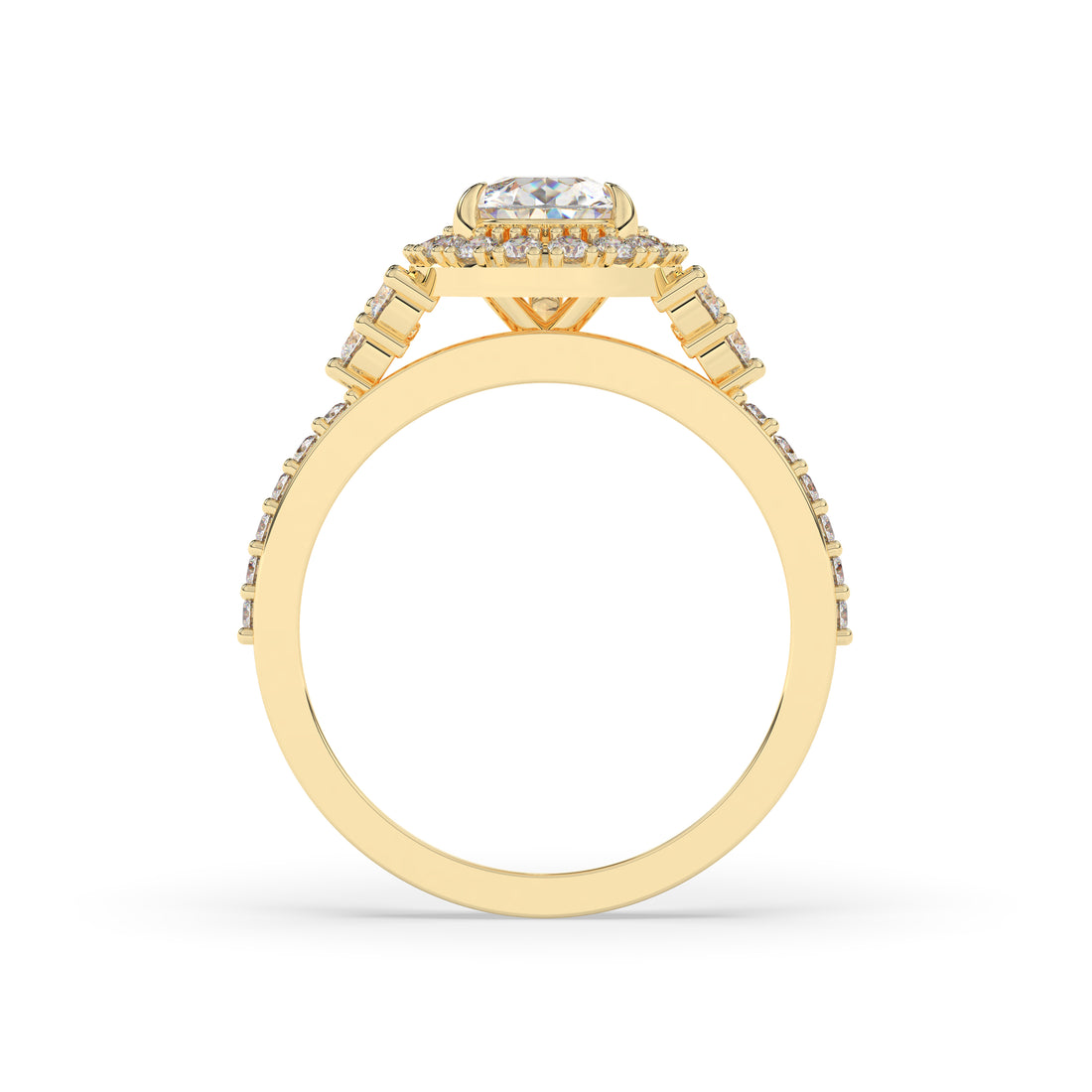 Diamond Pear Halo Tri-Sides Engagement Ring