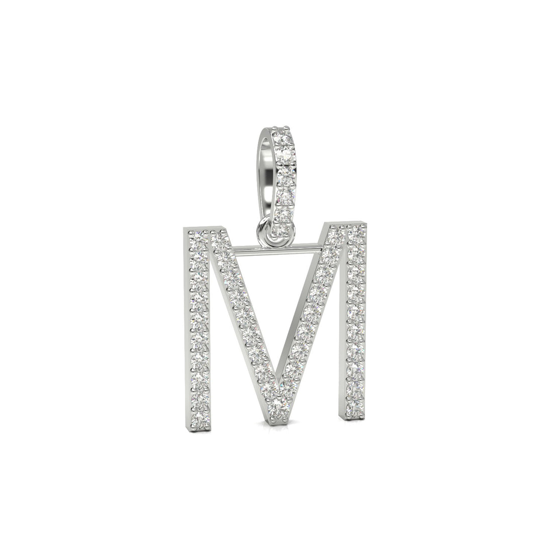 Single Row Diamond Initial Pendant