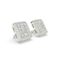 1.00CTW 10mm Rectangular Diamond Baguette Earrings