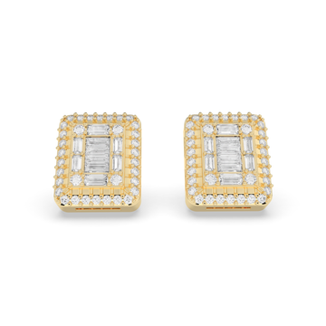 1.00CTW 10mm Rectangular Diamond Baguette Earrings